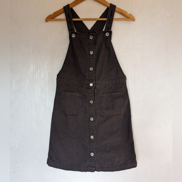 OLD NAVY girls twill pinafore jumper dress black panther - Picture 5 of 14